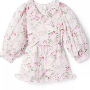 Janie & Jack FLORAL RUFFLE CHIFFON ROMPER